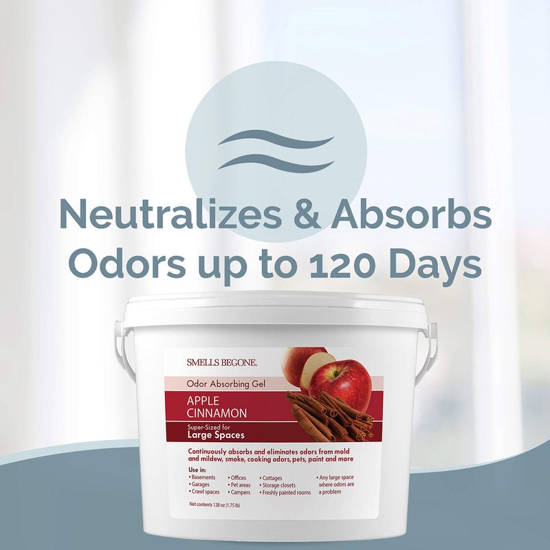 SMELLS BEGONE 1-Gallon Odor Absorber Gel - Air Freshener & Odor Eliminator for Homes, Garages & Commercial Buildings - Industrial Size - Apple Cinnamon Scent - Image 3